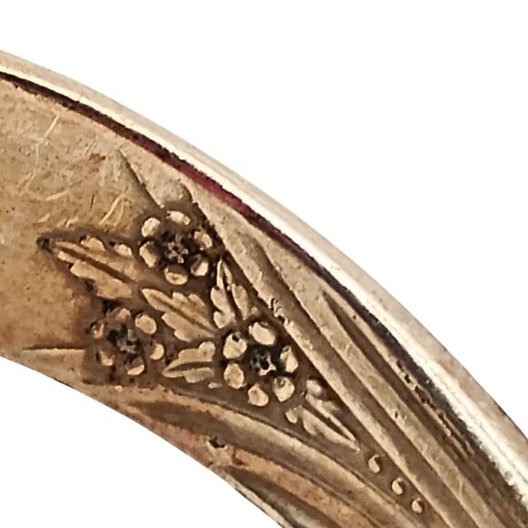 Vintage 70s Silver Plated Fork Wrap Bracelet & Abalone Shell Earrings Set Women - Picture 7 of 10